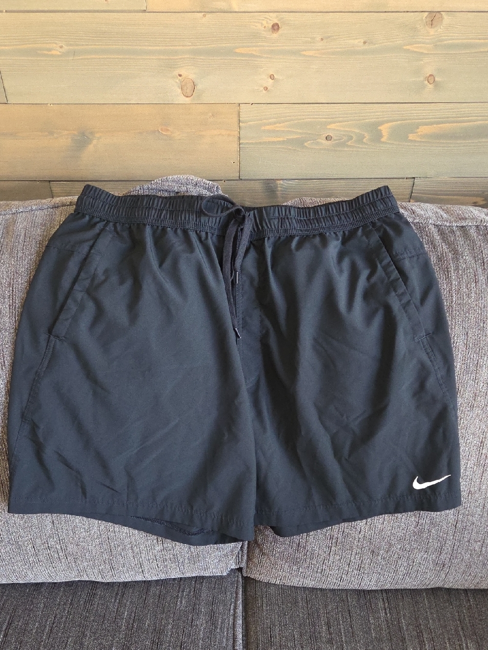 Nike Black Athletic Shorts with White Swoosh